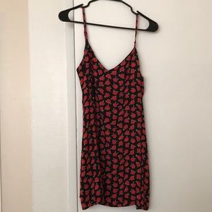 Reformation black floral roses mini dress small s